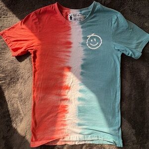 Dutch Bros Red and Blue Tie-Dye Short Sleeve Tee